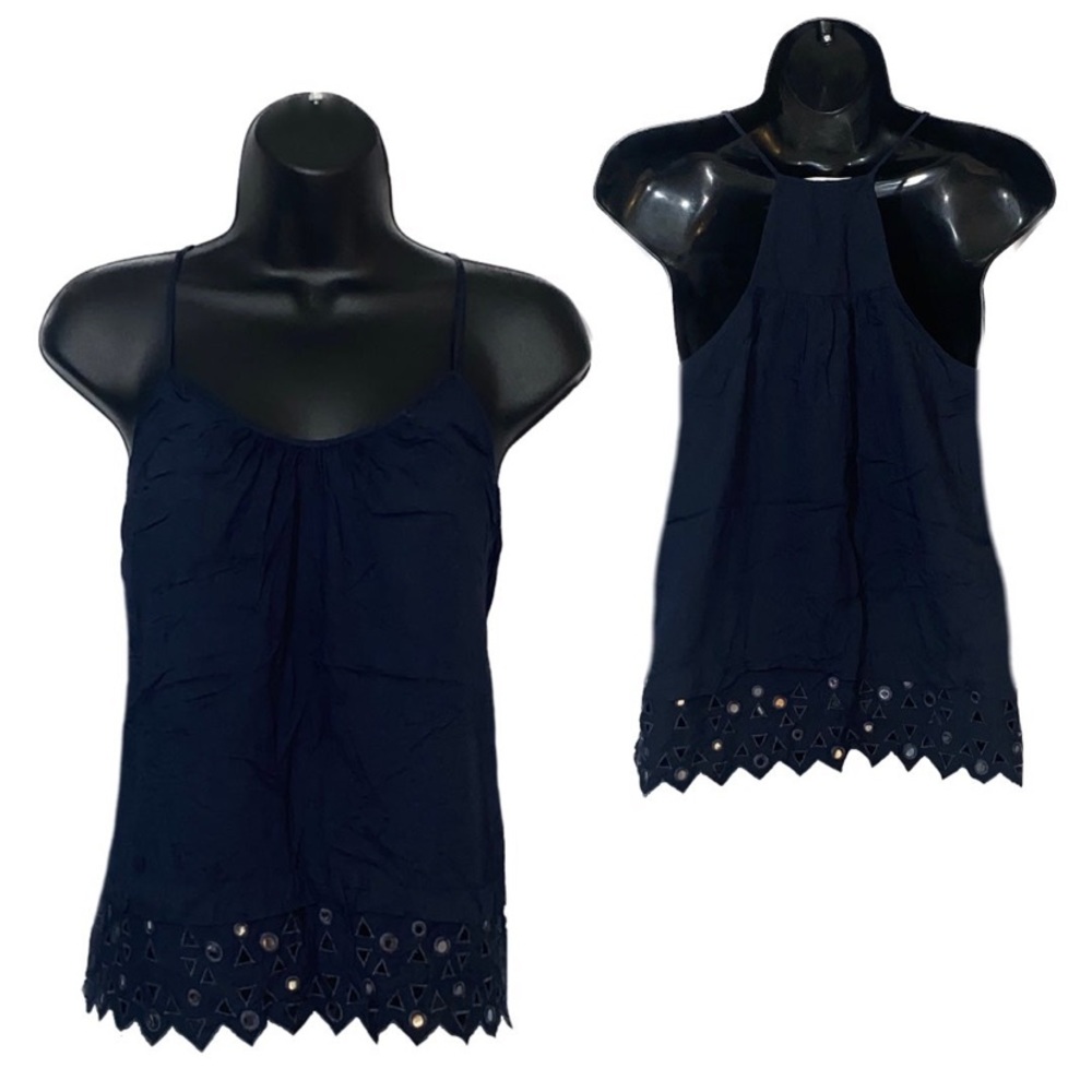 ASO Elena Gilbert The Vampire Diaries Navy Eyelet Mirror Tank Top Size XS - 0 - Picture 2 of 2